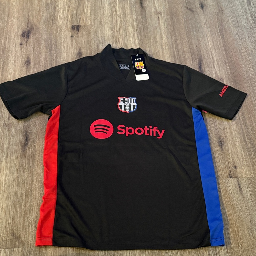 FC Barcelona Messi 10 Black Men’s Soccer Jersey with Red & Blue Side Panels